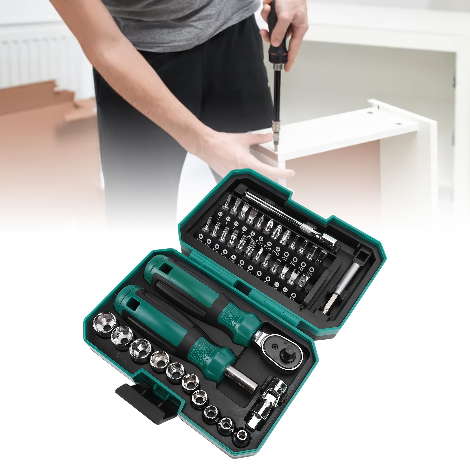40pcs Socket Screwdriver Household Multifunctional Tool Combination Set