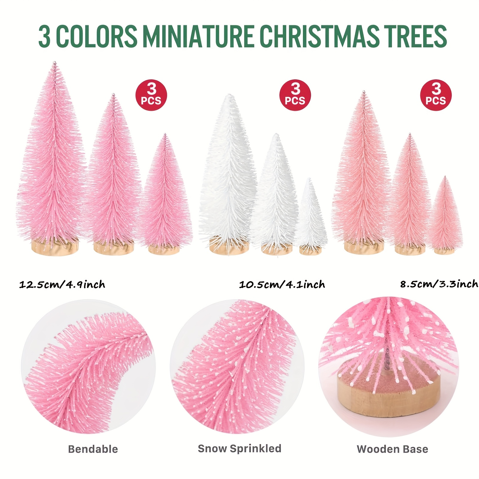 Image of 9pcs Mini Christmas Trees Christmas Decor Artificial Christmas Decorations, Christmas Tree Christmas Table Decorations Centerpiece Decorations