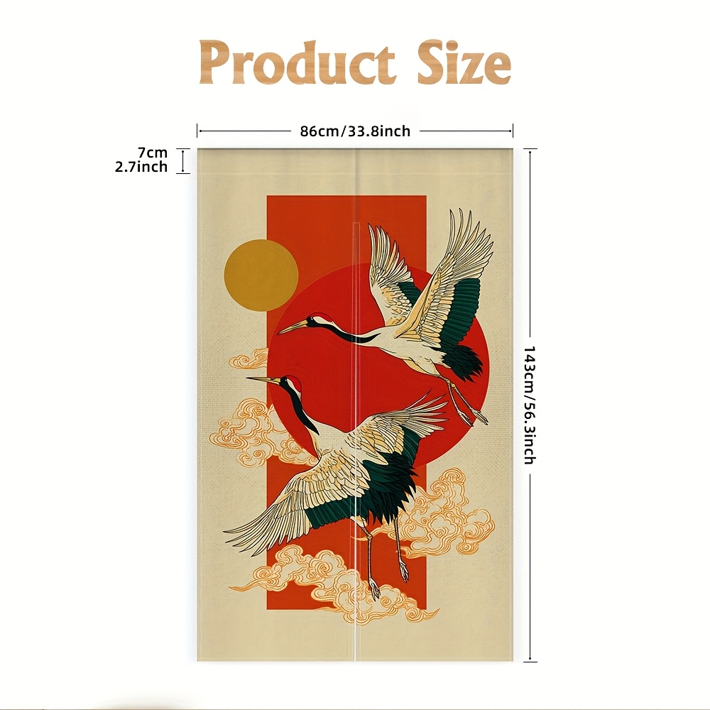 TEMU 1pc, 2d Flag, Kitchen Entrance Japanese Crane Flying Art Print Doorway Curtains, Polyester, Rod Pocket, , Dining Room, Cafe, Enhancing Kitchen,