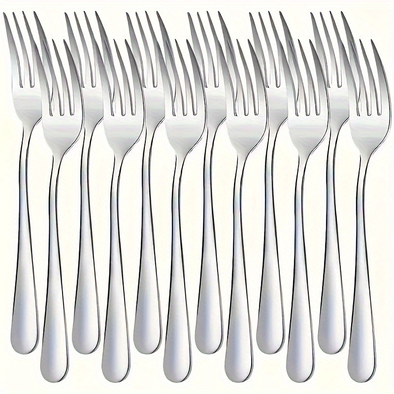 

12pcs Stainless Steel Fork Set - Elegant Dinner, Salad & Dessert Utensils, Silverware For Home & Restaurant Use - Food Grade Dining Forks