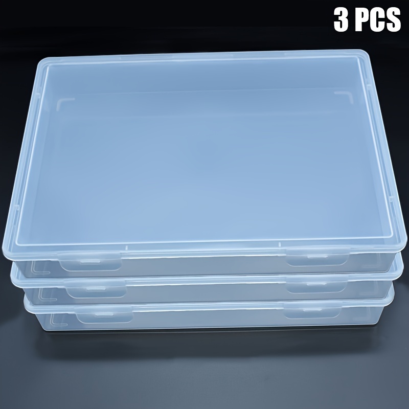 

3pcs Clear Plastic Storage Boxes For Documents, Waterproof Organizer For A4 Files, Notebooks, , Jewelry - White Transparent, With Lid And Carabiner Latches, , Pencils, Study Office School Home