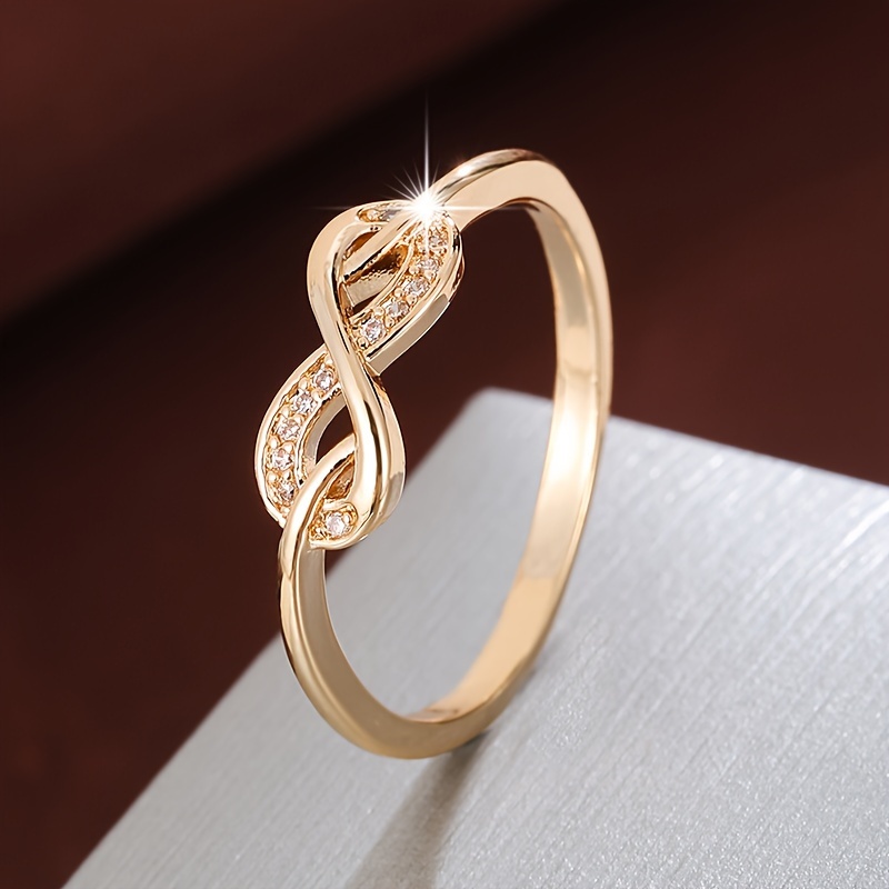 Trendy Ring Designed 8-shaped Style With Embedded Zirconia Stones