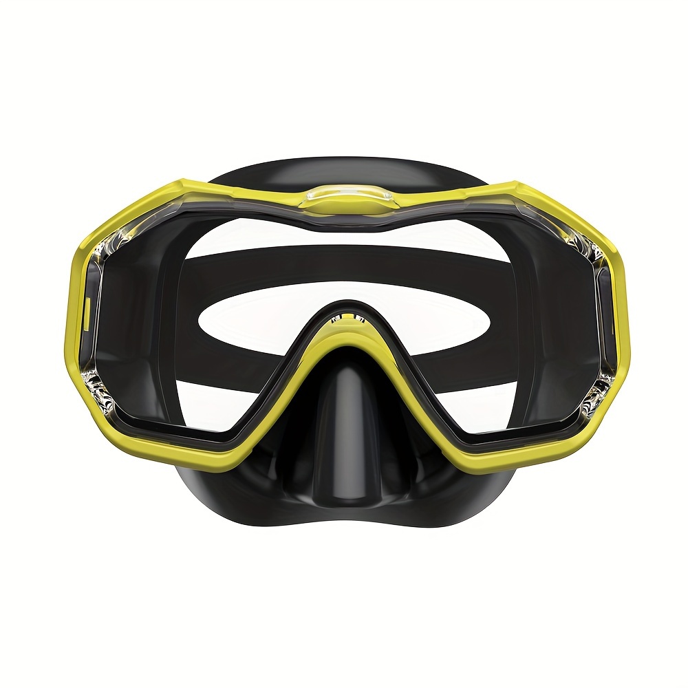 1pc Tri-Fin PC Lens Panoramic Wide Angle Adult Silicone Snorkeling Mask, Swimming Goggles, Leakproof, Easy Adjustment, Suitable for Snorkeling and Swimming Training