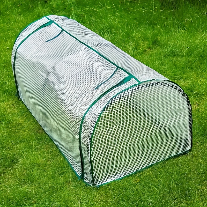 

White Mesh Garden Greenhouse Tent With Transparent Frost Protection Cover, Pvc Material - Frame Not Included