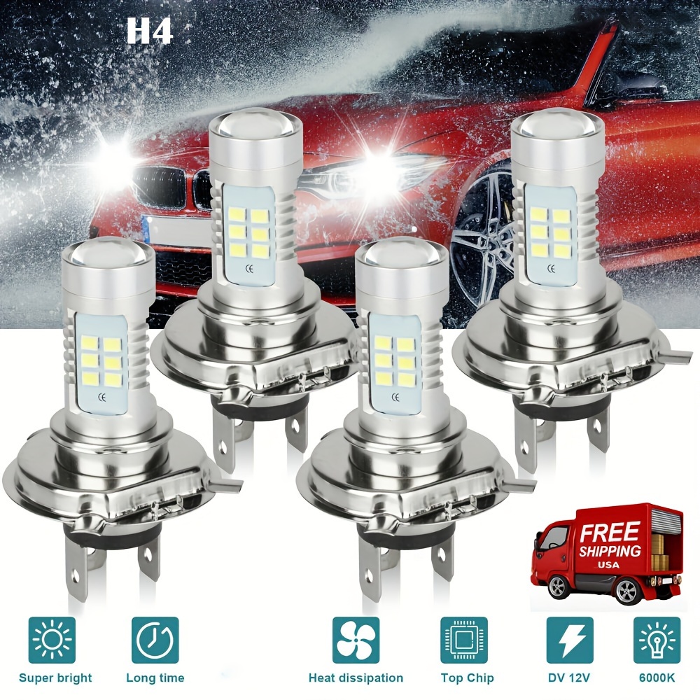 

4x H4 9003 Hb2 Led Fog Light Bulbs Conversion Kit Replace Halogen