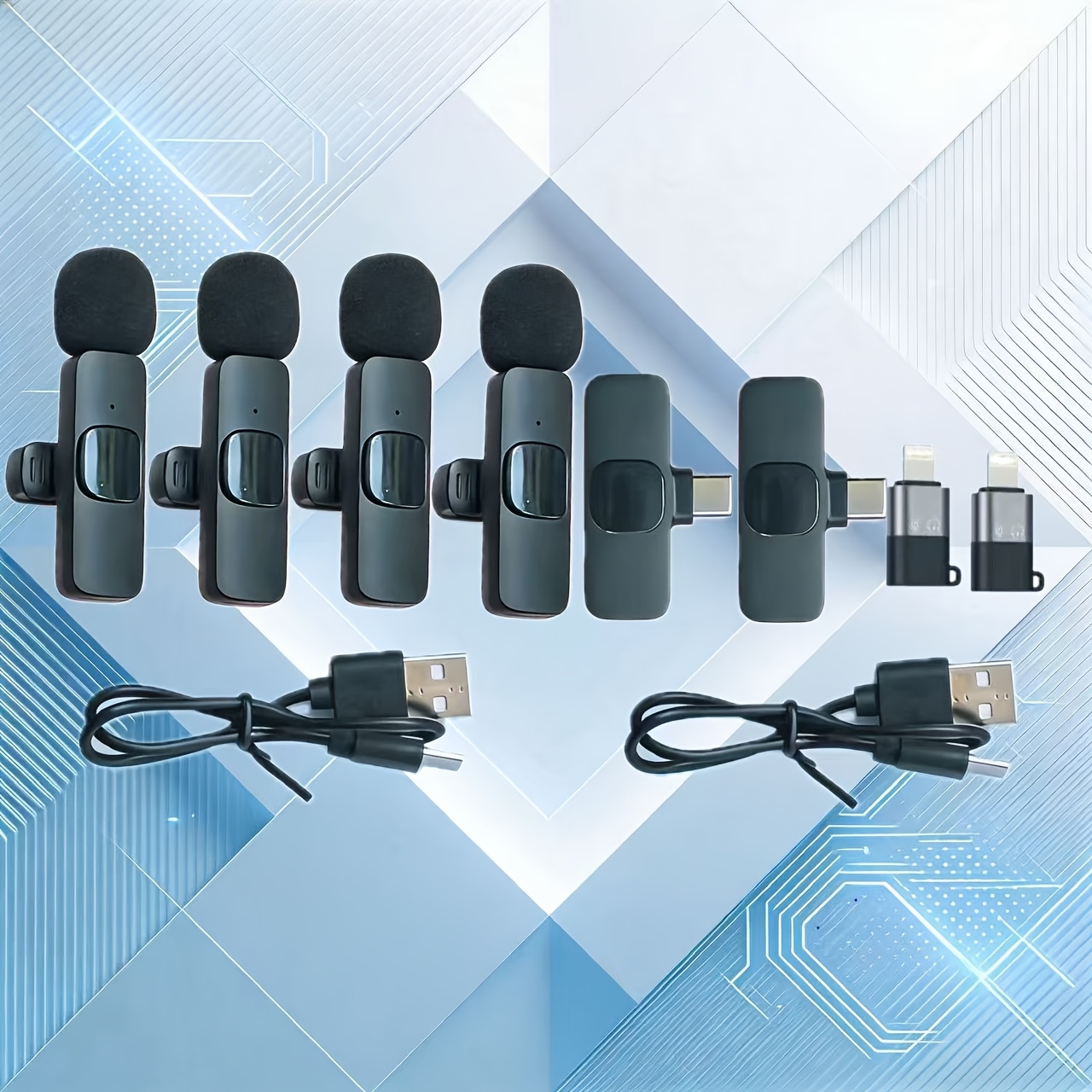 TEMU Deux ensembles de microphones cravate fil (quatre au total) avec suppression intelligente du bruit et haute qualité. Compatibles avec tous les