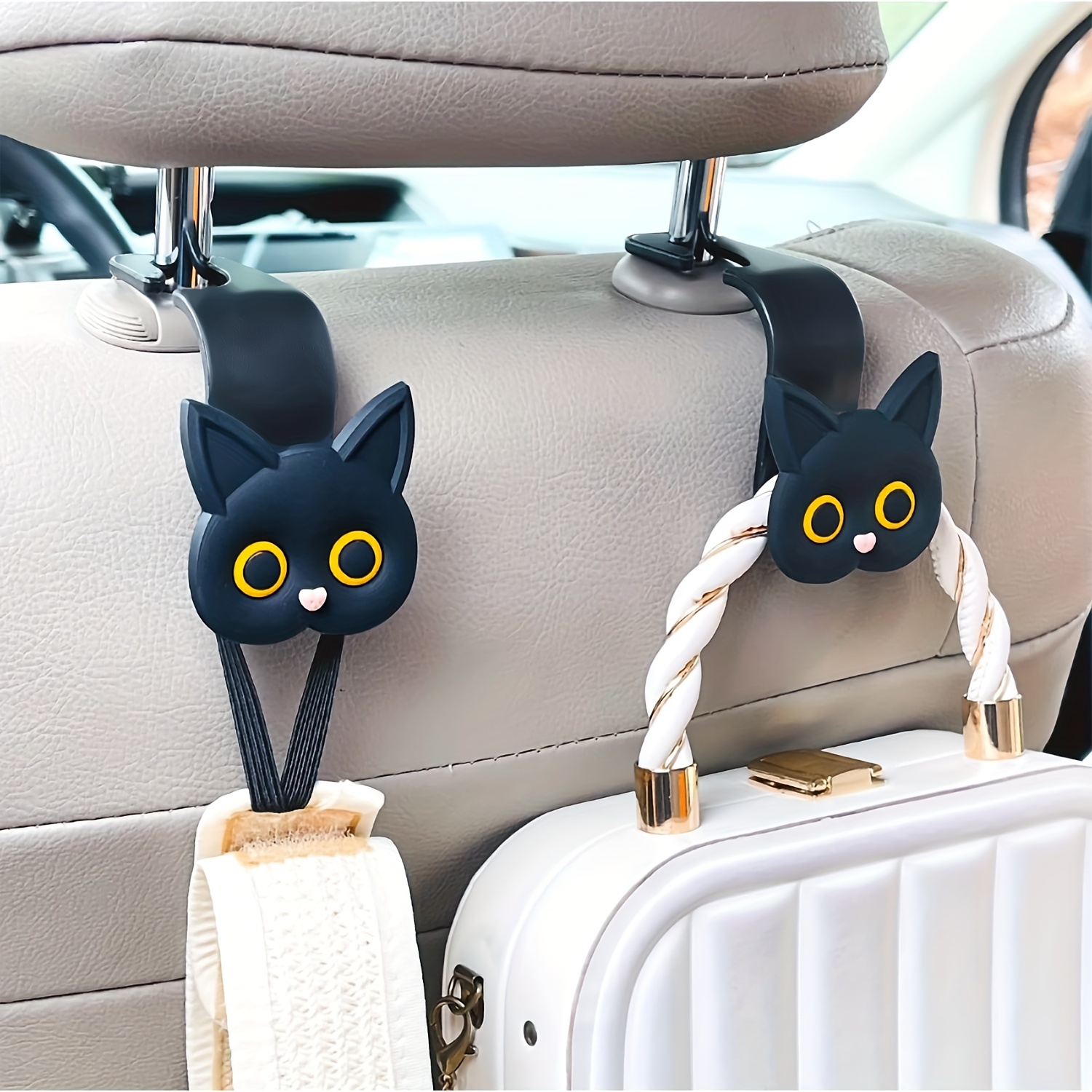 

2 Pack Hooks, Cute Cartoon Cat Hooks, Car Wallet And Bag Hooks, Universal Handbag, Coat, Umbrella Holder