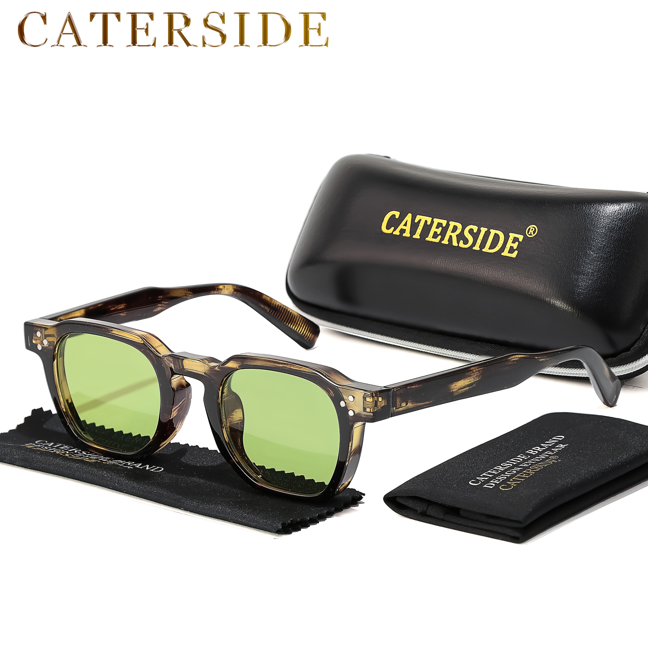 

Lunettes Caterside Classic à Monture Complète, Monture et Verres en PC , pour les Sports en , les , la Conduite, la Plage et le Port - un Élégant Étui Noir avec Accents Dorés, pour un Cadeau