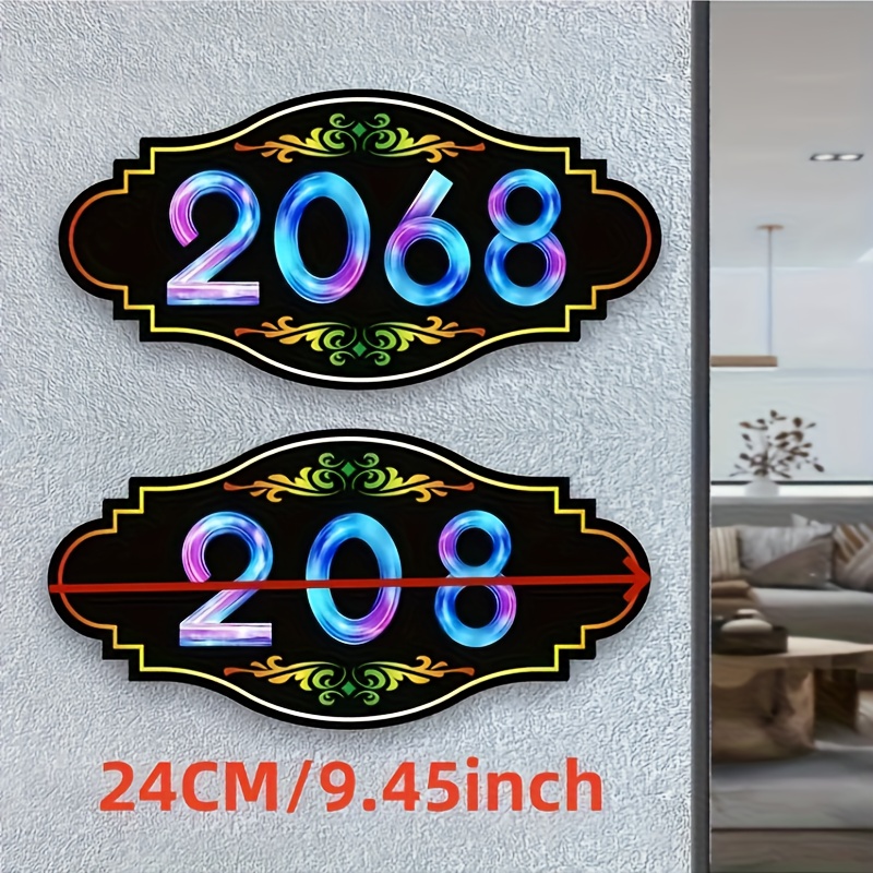 TEMU 1pc Plaque de Porte Personnalisée - Affichage Élégant du Numéro Maison avec Chiffres Phosphorescents au , Auto-Adhésif (Aucun Perçage ), Panneau