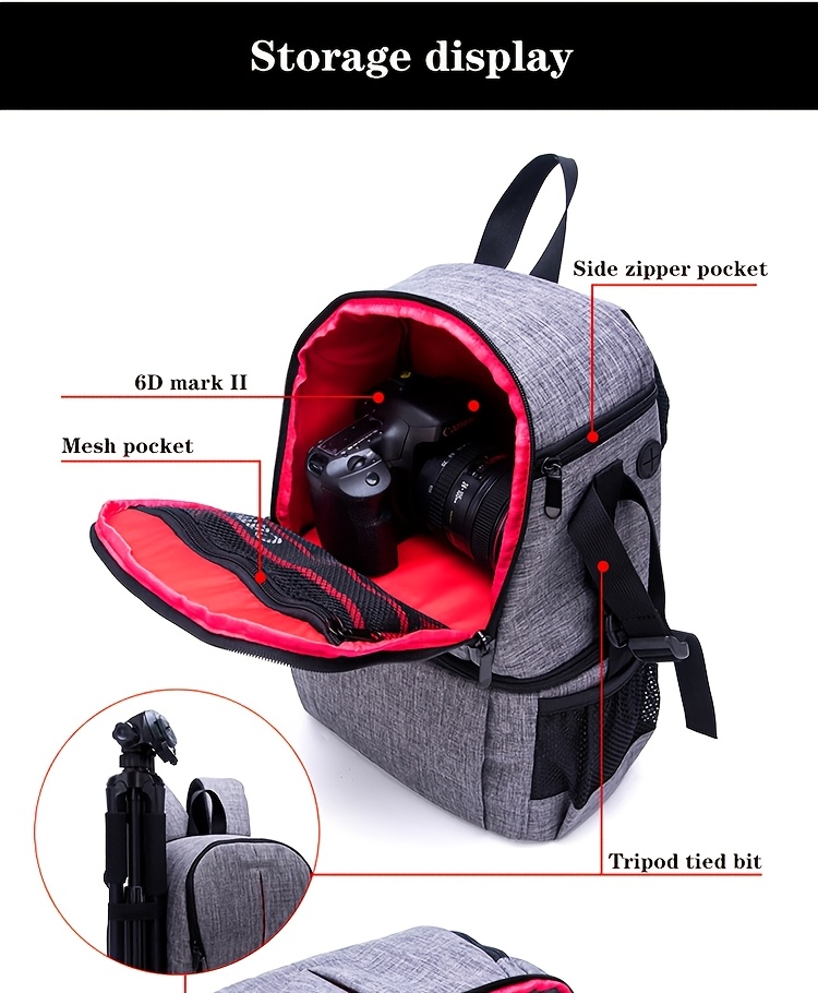 borsa per fotocamera professionale multifunzionale da esterno di   capacità con divisori interni rimovibili, borsa per fotocamera dslr a    , borsa per  ,   da esterno per fotografia Dettagli dell'articolo 5