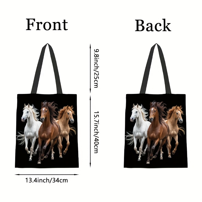 TEMU 1 Sac à Bandoulière Imprimé Cheval - Grand Sac à Dos Motif Cheval, Lavable en Machine, Idéal pour l', les Déplacements, les Événements Équestres