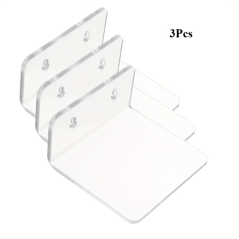 3pcs Acrylic Small Floating Shelves For Wall, 3-, Clear Mini Display Floating Shelf Flexible Use With Adhesive Or Screw