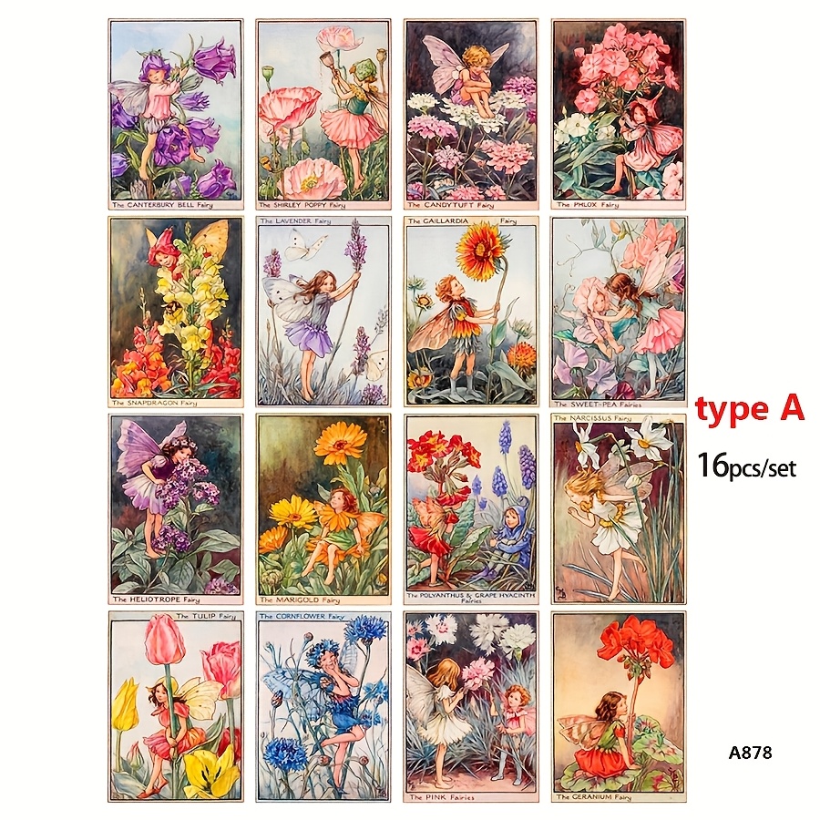 Image of 16-24pcs/set Garden Fairy Series Stickers Spring With Wings Pattern Aesthetic Stickers Crafts Diary Sticker Packs 2d Self-adhesive Stickers For Hand Account Junk Journaling Supplies