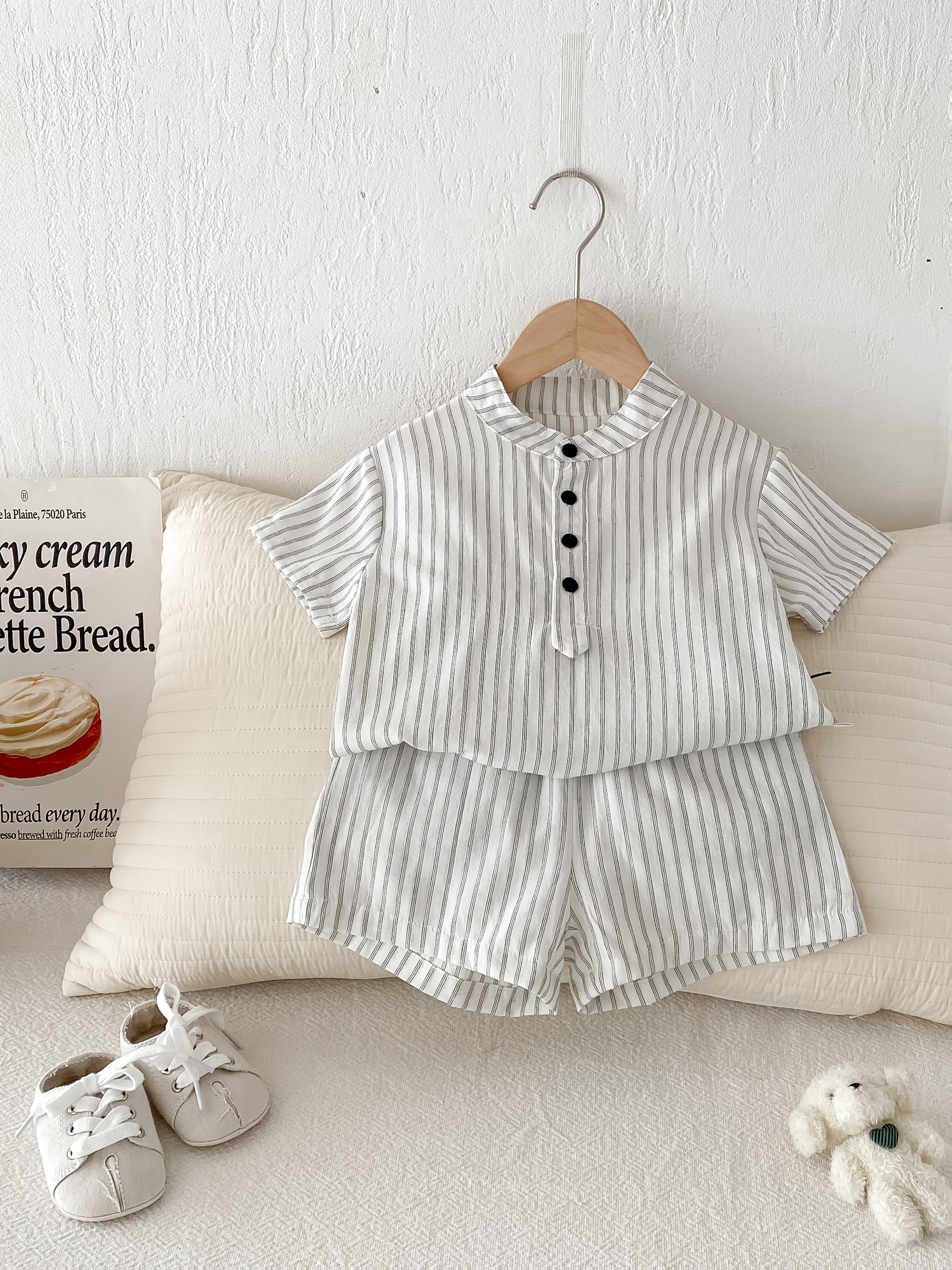 set pezzi pantaloncini a maniche corte a righe e Temu Switzerland