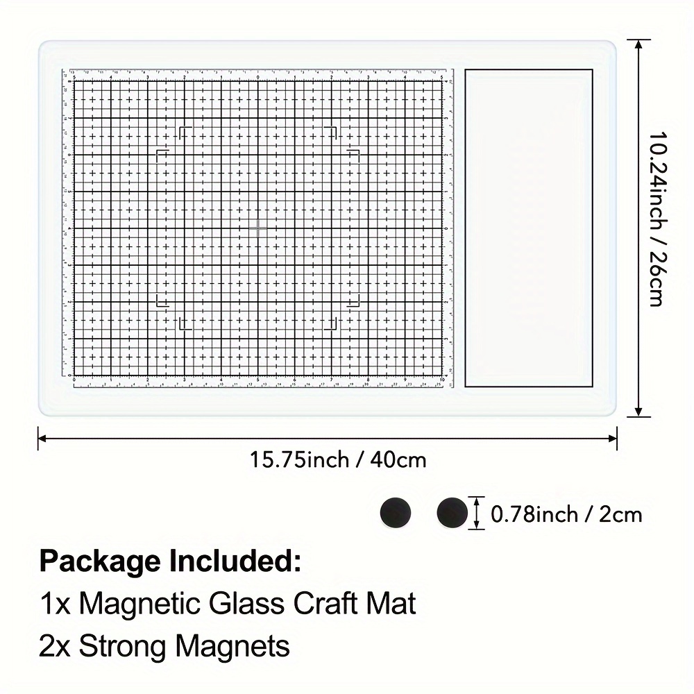 TEMU Magnetic Glass Craft Mat 15.75x10.24" - Scratch & Heat Resistant For Paper Cutting, Stamping, Stenciling, Hot Embossing & Watercolor Art