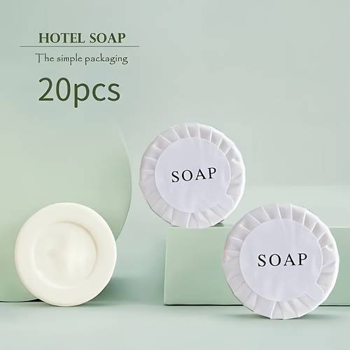 20pcs Hotel Room Disposable Soap Round Soap Tablets Travel Essential Disposable Toiletries