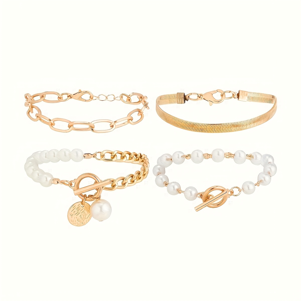 4pcs Chain Bead Bracelet Set