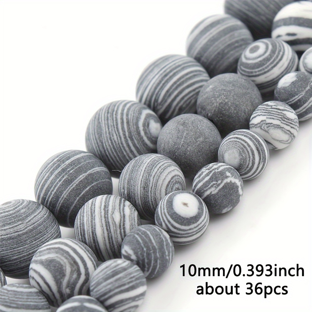 91/61/46/36pcs Natural Frosted Black White Malachite Beads 4-10mm Round Loose Beads For Jewelry Making Unique Bracelet Necklace Additions Craft Supplies