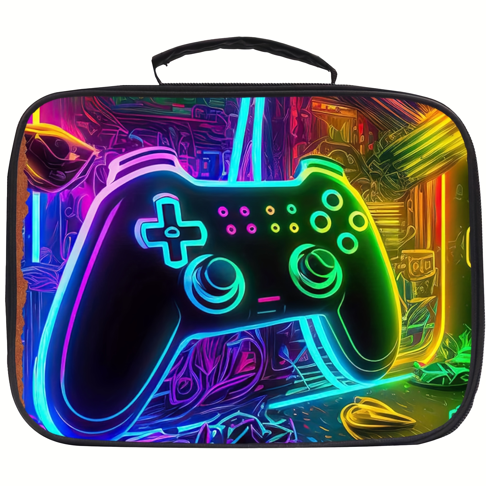 TEMU Colored Game Console Insulated Lunch Bag, Portable Black Lunch Bag. Non-food Contact