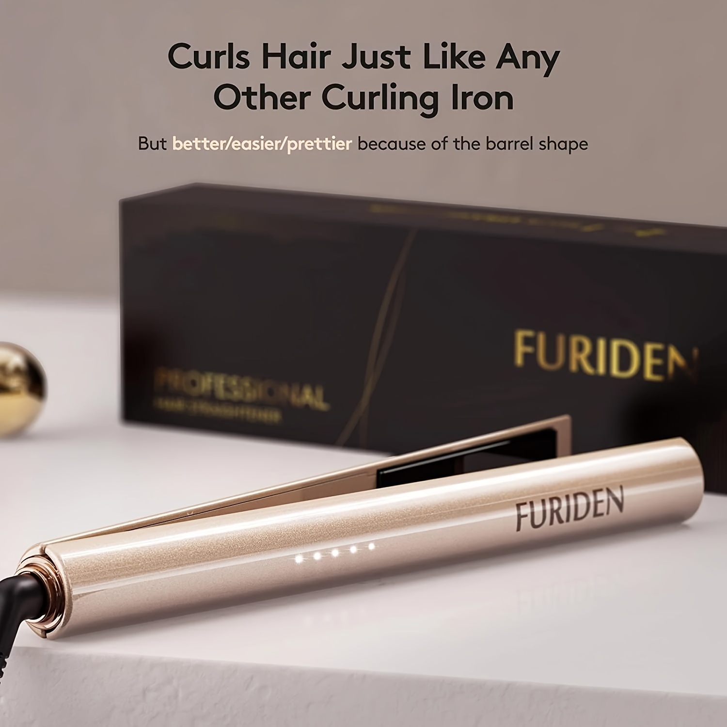 

Furiden Nano Titanium Flat Iron - To Achieve A Silky, Shiny, Sleek Look | Add 85% Of Shine | 70% Of Frizz