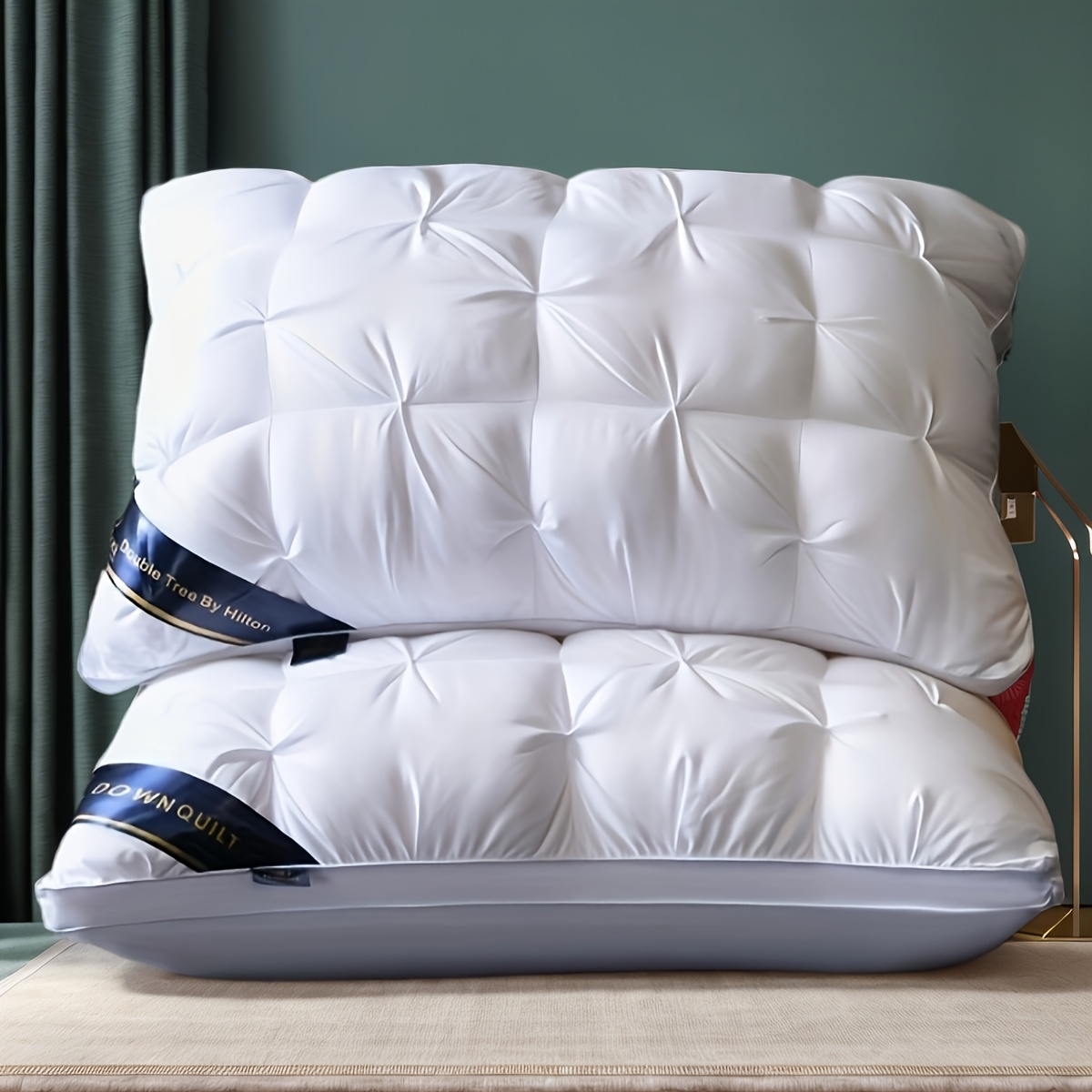 Luxury 5-* Quality Pillow - Deep Sleep Neck Support, High-Density Non-Sagging * Pillow with White Satin Cover, 100% Polyester Fill, Hand Wash Only & Vacuum Compression Packaging, Neck Pillow for Sleeping, Sophisticated Home Decor