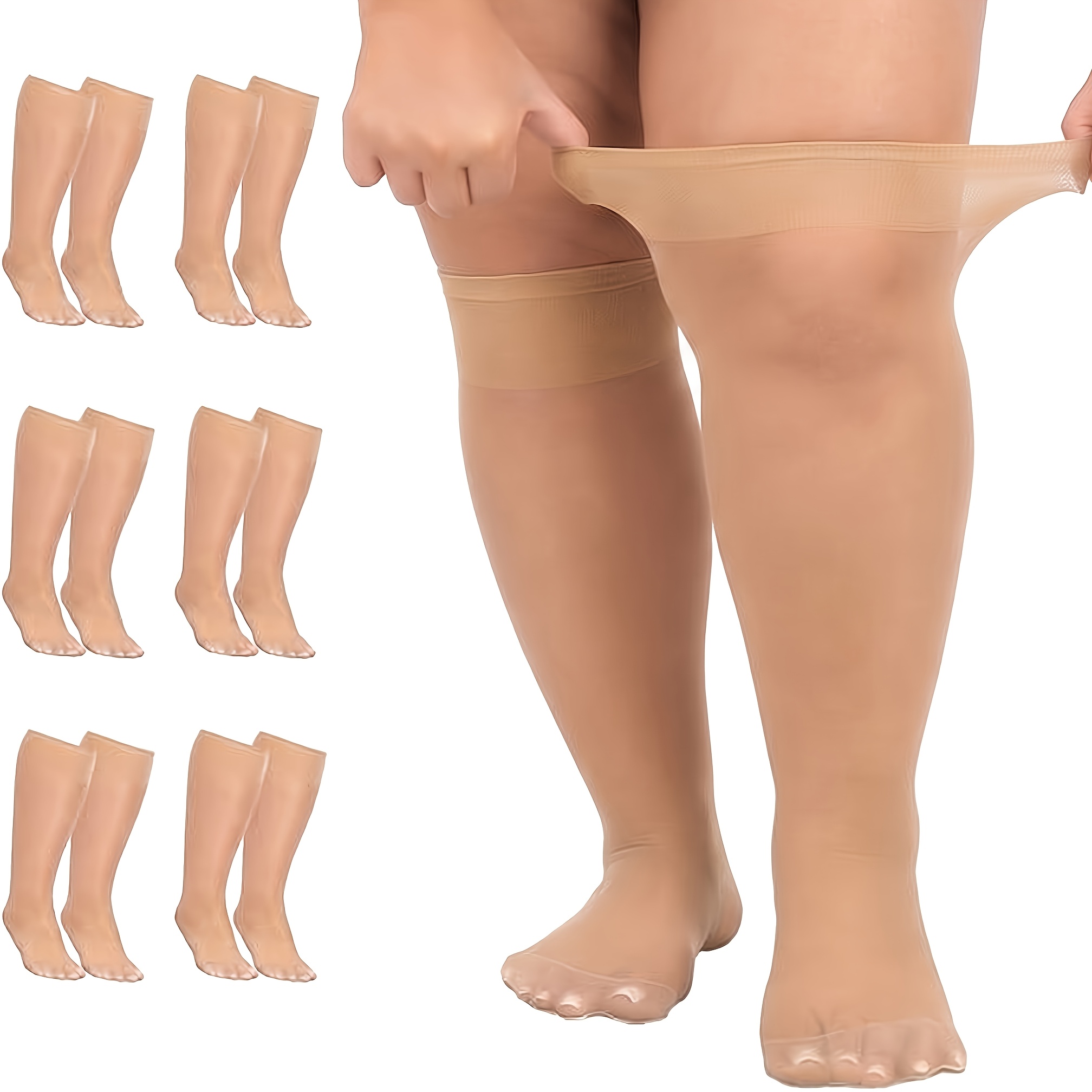 TEMU 6 Pairs Nylon Mid-calf Socks, Plus Size, Can To 300