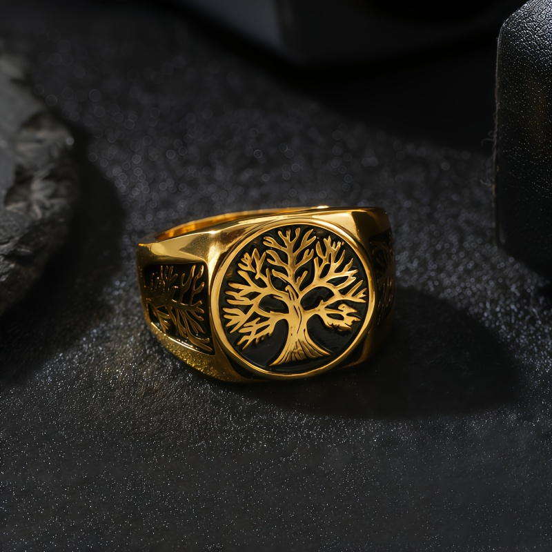 TEMU Tree Of Life Ring, Copper Material, Casual Jewelry Accessory, Suitable For Everyday Gifting, Father's Day Gift. A Keepsake Present For Him, Best