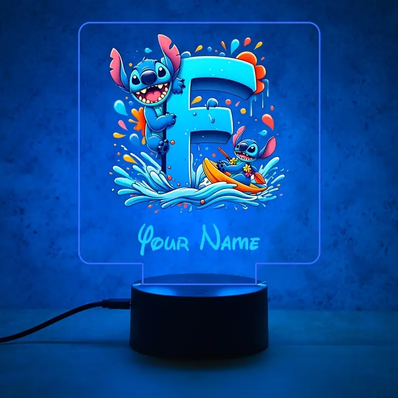 a personalized acrylic night light featuring a cartoon design of disneys and with customizable with a name color changing led table lamp for usb or batteries a usb cable batteries not included suitable for decorating bedrooms living rooms and other spaces Product details 6