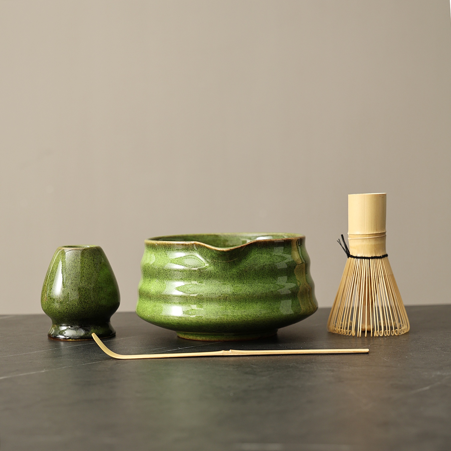 4pcs Matcha Tea Set, Traditional Bamboo Whisk (), Ceremonial Bowl (), Scoop (chashaku),complete Kit For Home Matcha Making & Tea Ceremony