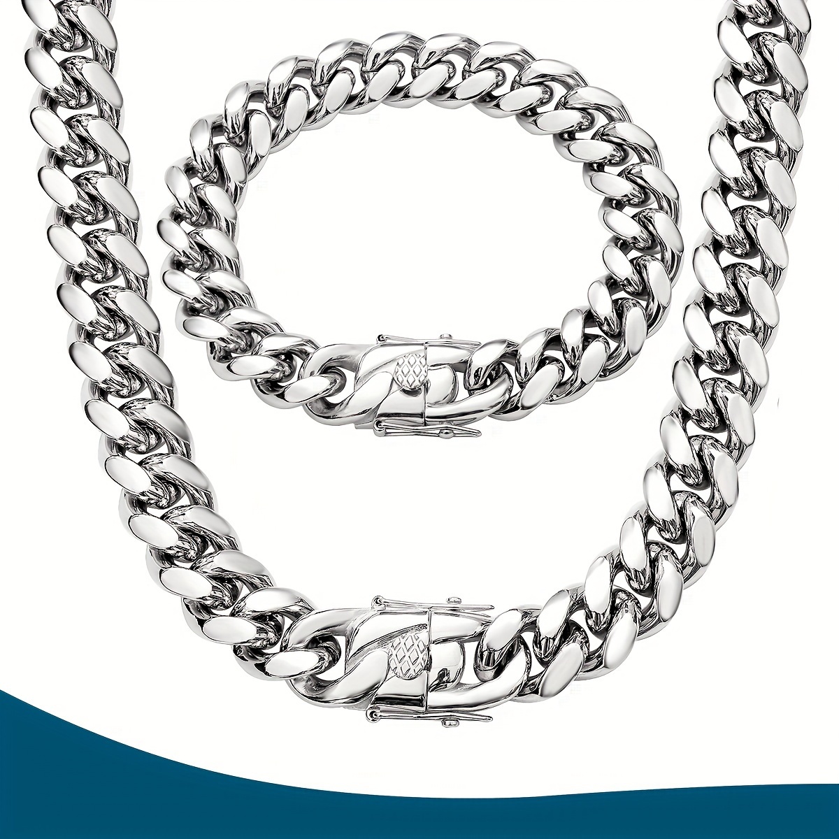 

14mm Stainless Steel Cuban Link Chains Hip Hop Chunky Heavy Cut Curb Necklace For Men