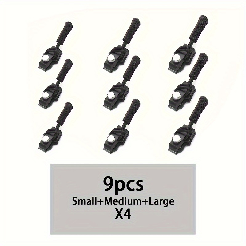 Image of 9pcs Zipper Repair Kit - , No Sewing Required - Fits Jackets, Backpacks & Luggage - Includes Large, Medium, Small Sizes