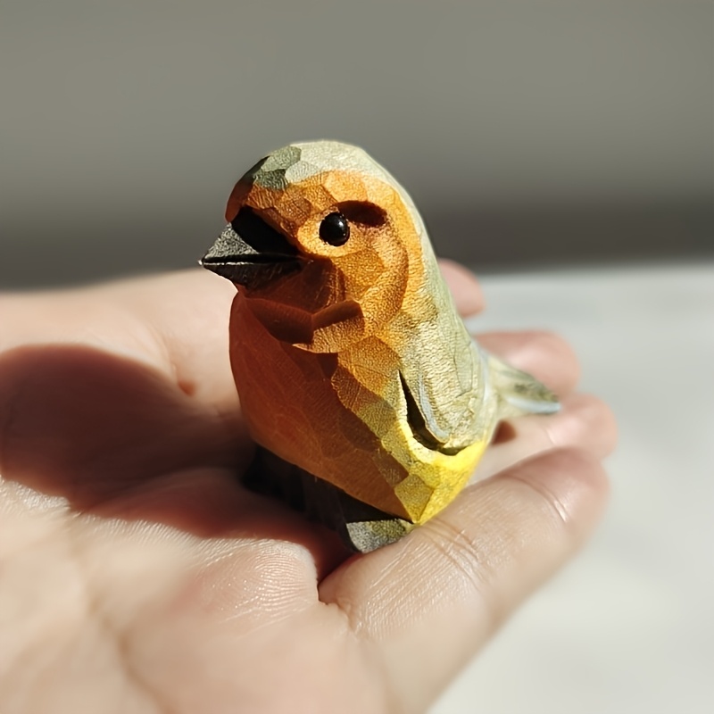 Image of Hand-carved Carving Bird Figurine, Painted Artwork, Home Decorations, Beautiful And Exquisite Lifelike Bird Statue Ornaments, Create A Atmosphere, Christmas, Valentine's Day, Birthday Gifts