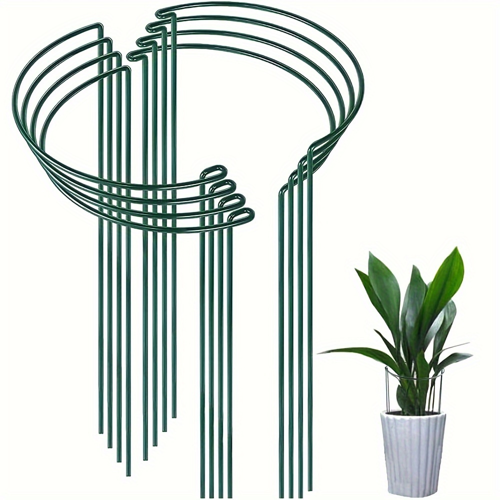 

Set of 8 sturdy and durable half-round plant support stakes, 24 inches long, suitable for indoor and outdoor plants like peonies, hydrangeas, tomatoes, and roses.