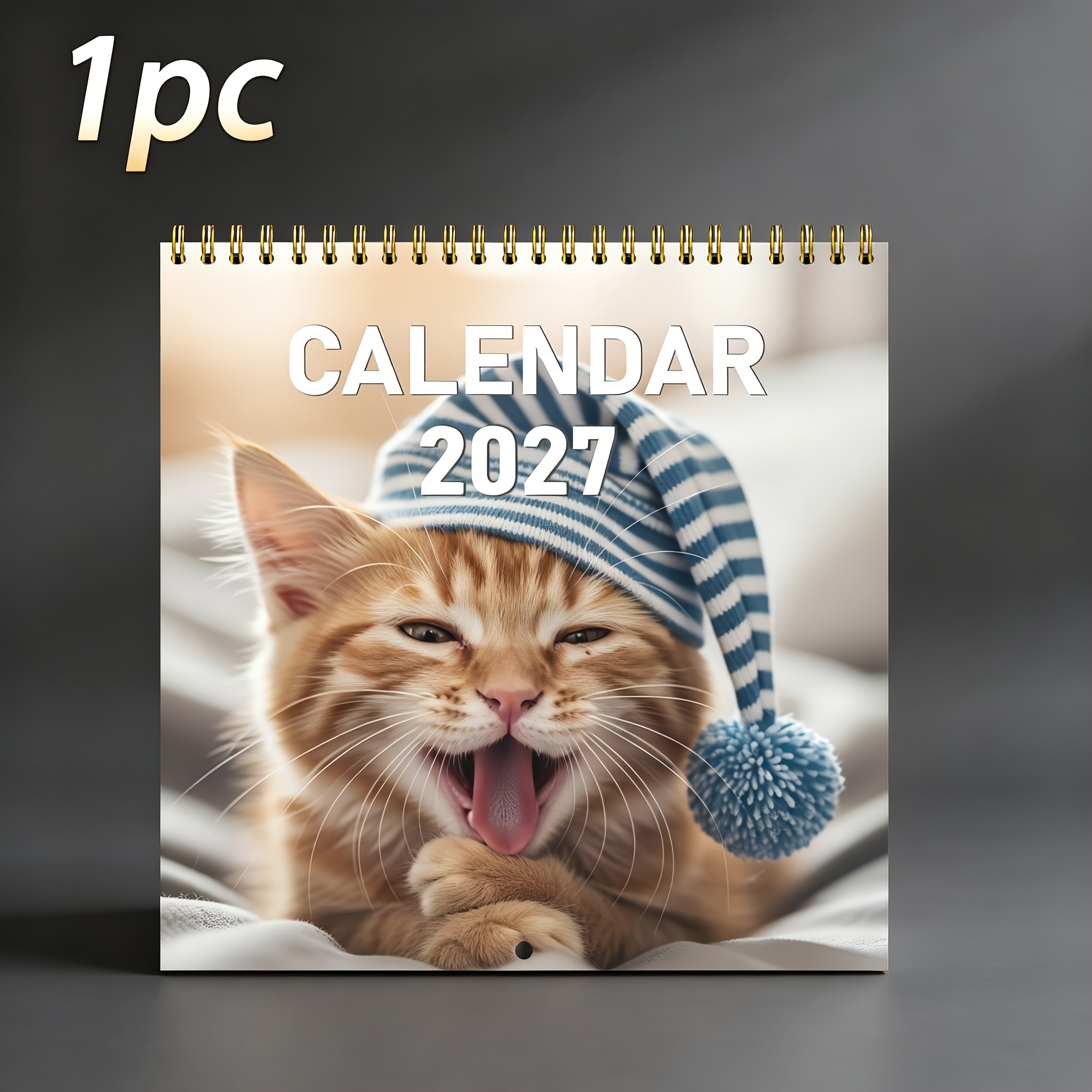 TEMU 1pc 2027 Funny Cat Meme Wall Calendar, A Hanging Calendar With Daily Kitten Quotes, A Time-planning Accessory For Cat Lovers, And For Halloween,