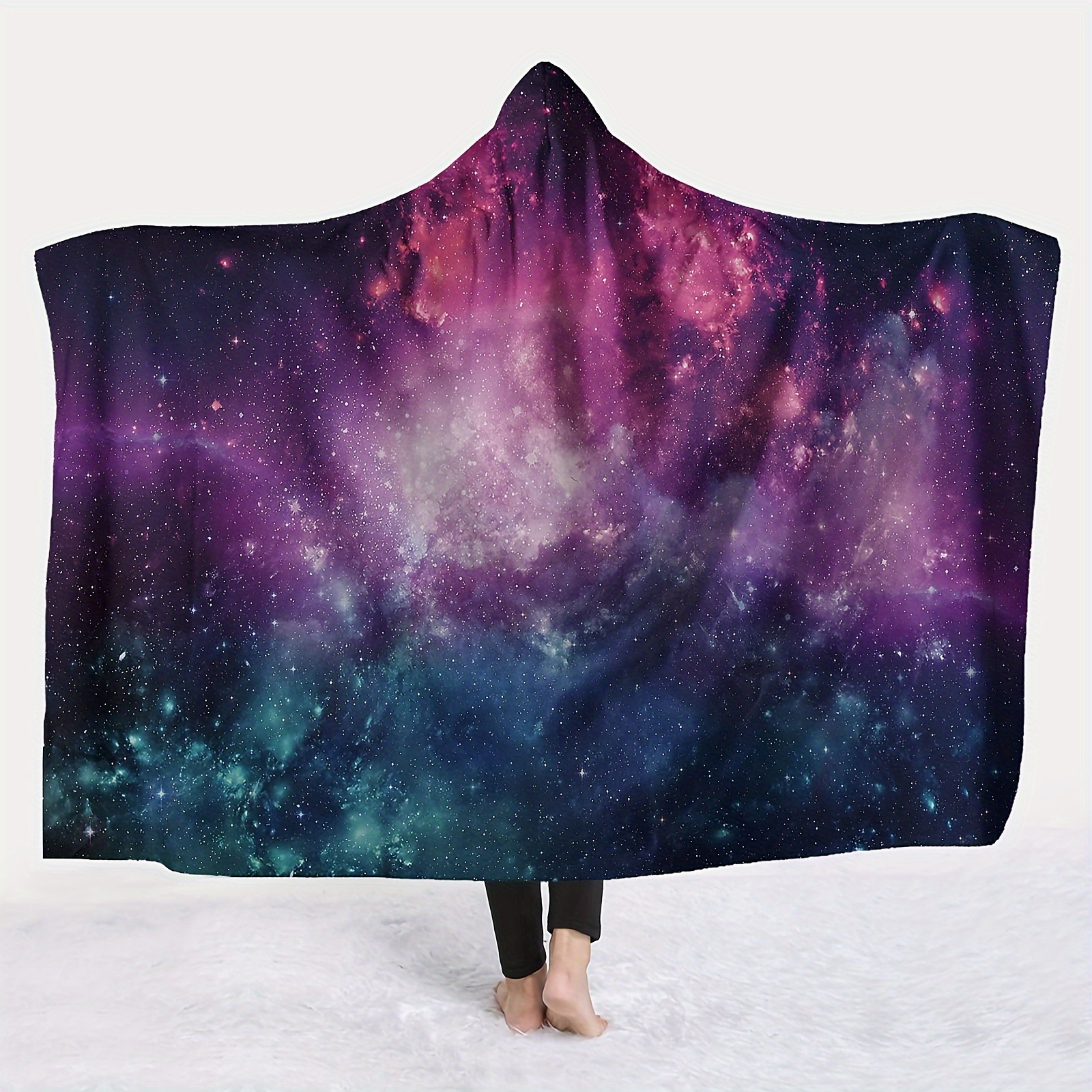 

Starry Night Hooded Blanket - Soft, Warm Flannel With | Cozy Cape For Sofa, Office, Bed & Travel | Machine Washable