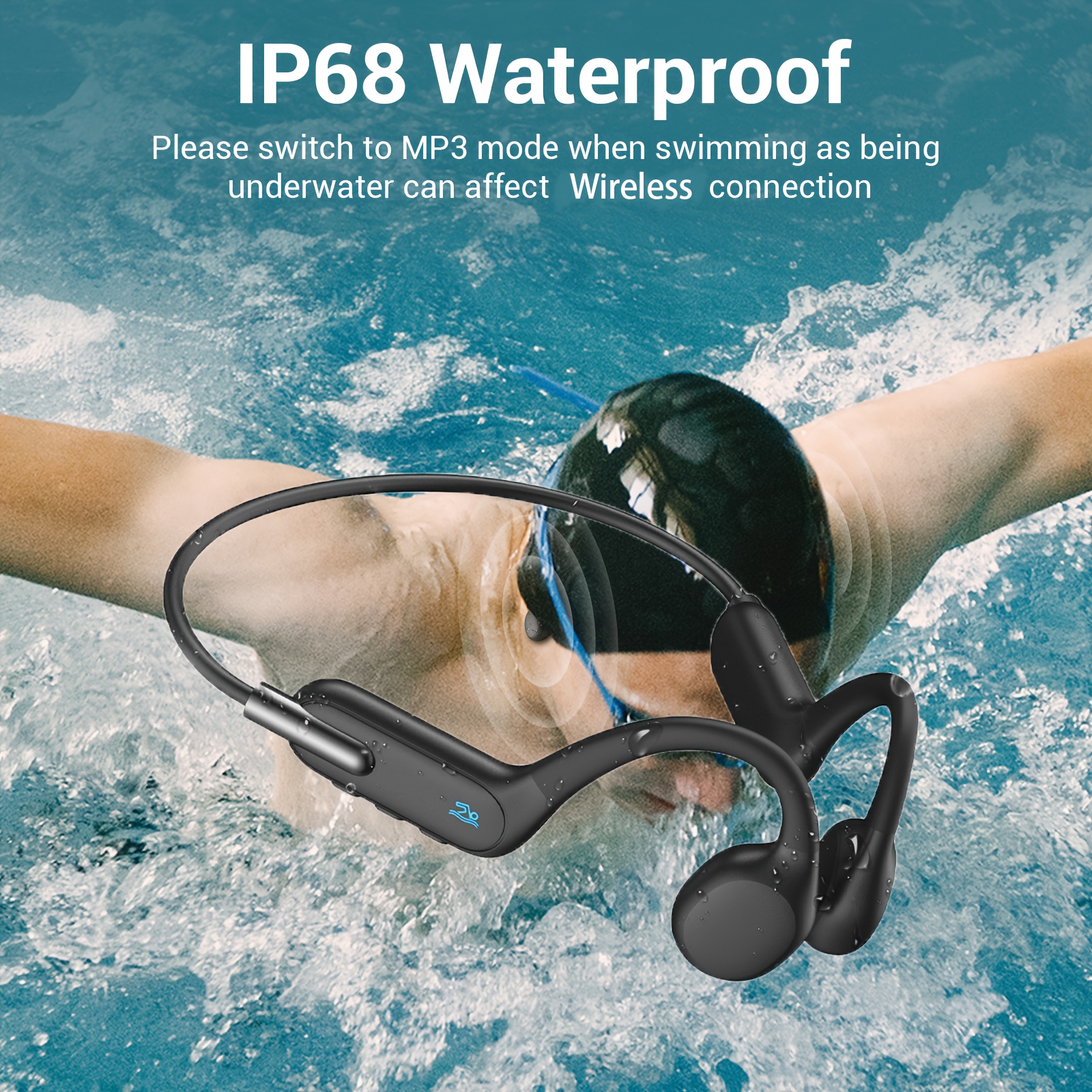 Waterproof wireless headphones fashion for swimming