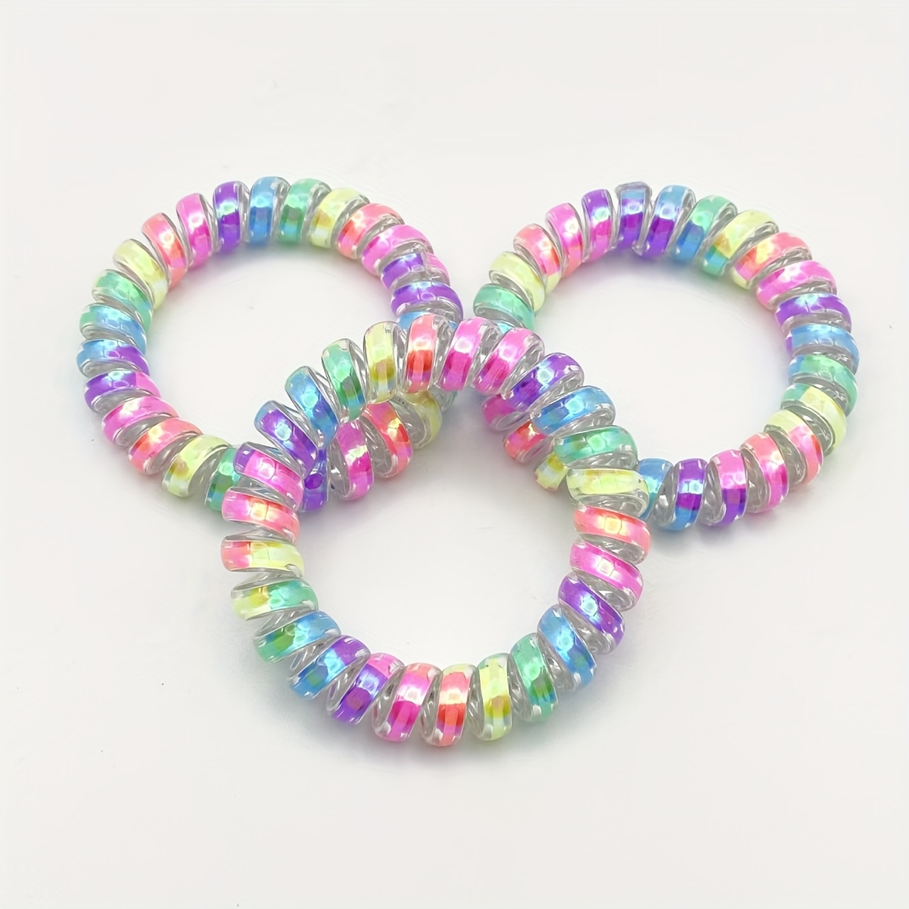 3pcs/5pcs/10pcs Pack Multicolor Dopamine Hair Ties with Glitter