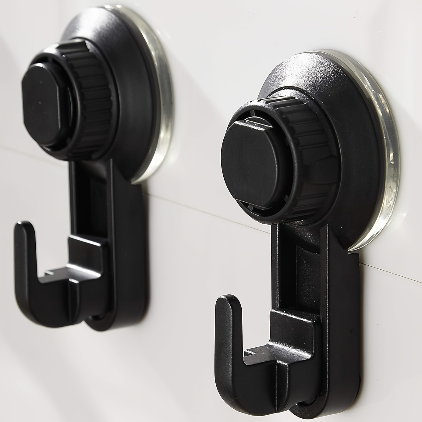 

2pcs Black Multi-use Suction Cup Hooks - No-drill Wall Mount For Towels, Bathrobes, Keys & More - Lockable, Traceless Design, Utility Hooks