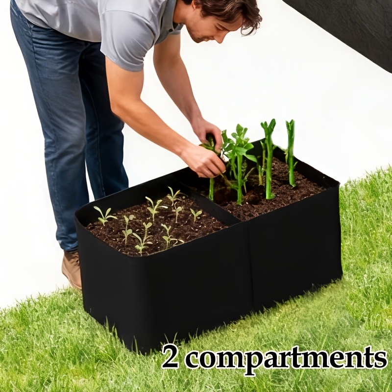 E-shop Große Pflanzen-Pflanzbeutel mit 2 Fächern, Garten-Pflanzbeet-Set, rechteckige Pflanzbeutel mit mehreren Fächern, Sämlingstaschen,