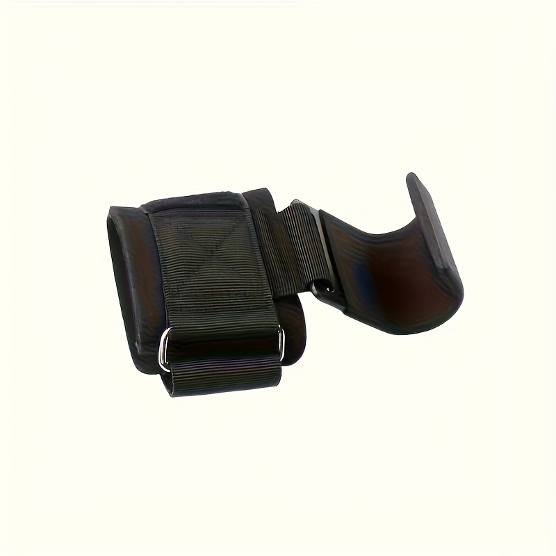 Black weight lifting hooks on a white background