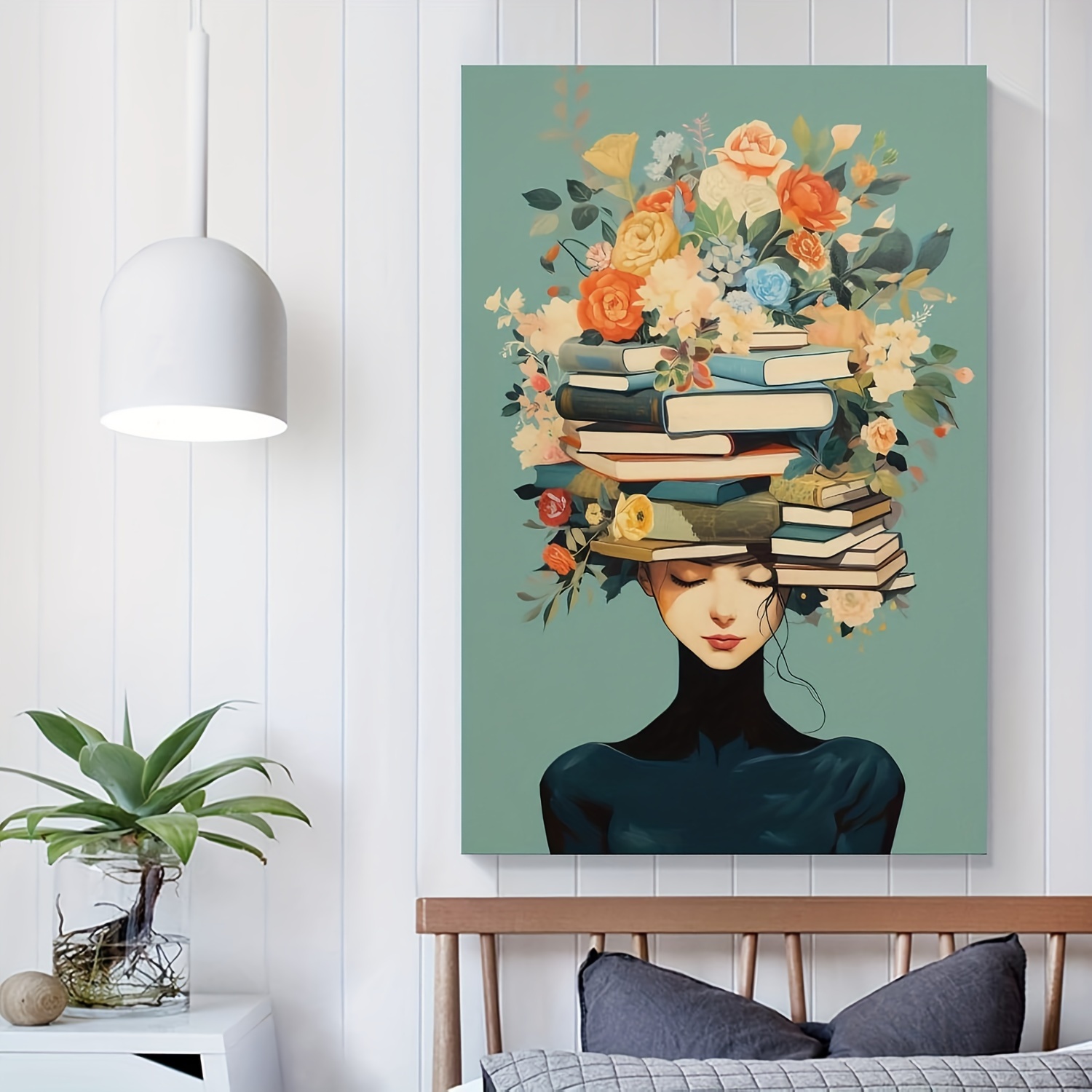 

Chic Girl Reading Canvas Art-inspirational Vintage Wall Decoration For Living Room, Bedroom, Bathroom, Etc.-perfect Gift Idea, Wrapped Canvas