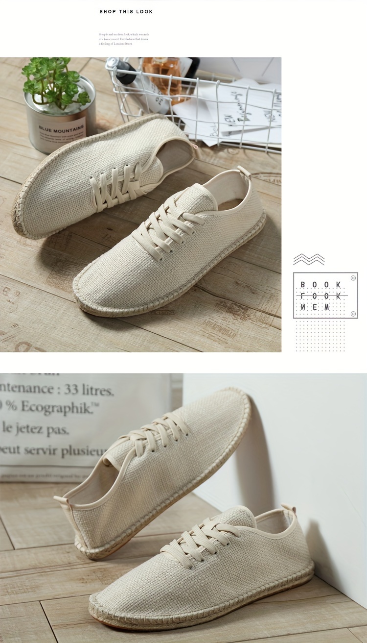 mens solid color lightweight canvas walking shoes comfy non slip lace up shoes for mens outdoor activities details 8