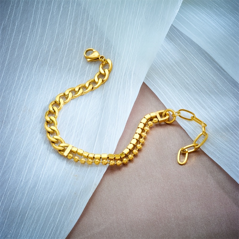 Creative Double-Layer Round Bead Pendant Bracelet, Light Luxury