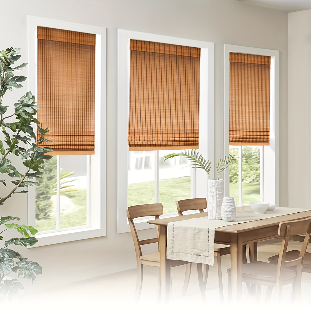 1 pack bamboo roman blinds foldable cordless design with   light filtering privacy curtains for living room     bamboo material no power needed living room blinds   blinds cordless operation living room blinds