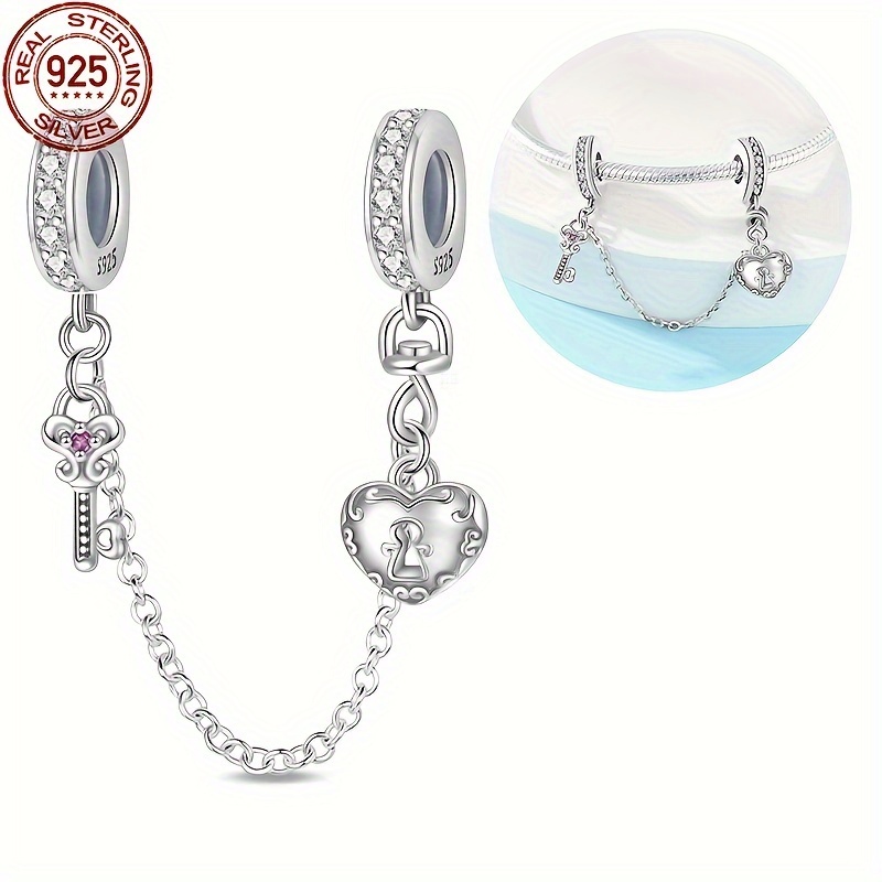

1 Pc 925 Sterling Silver Pendant, Classical Key Lock Security Charms Suitable For Original Bracelet Necklace Diy For Ladies Birthday Fine Jewelry Gift