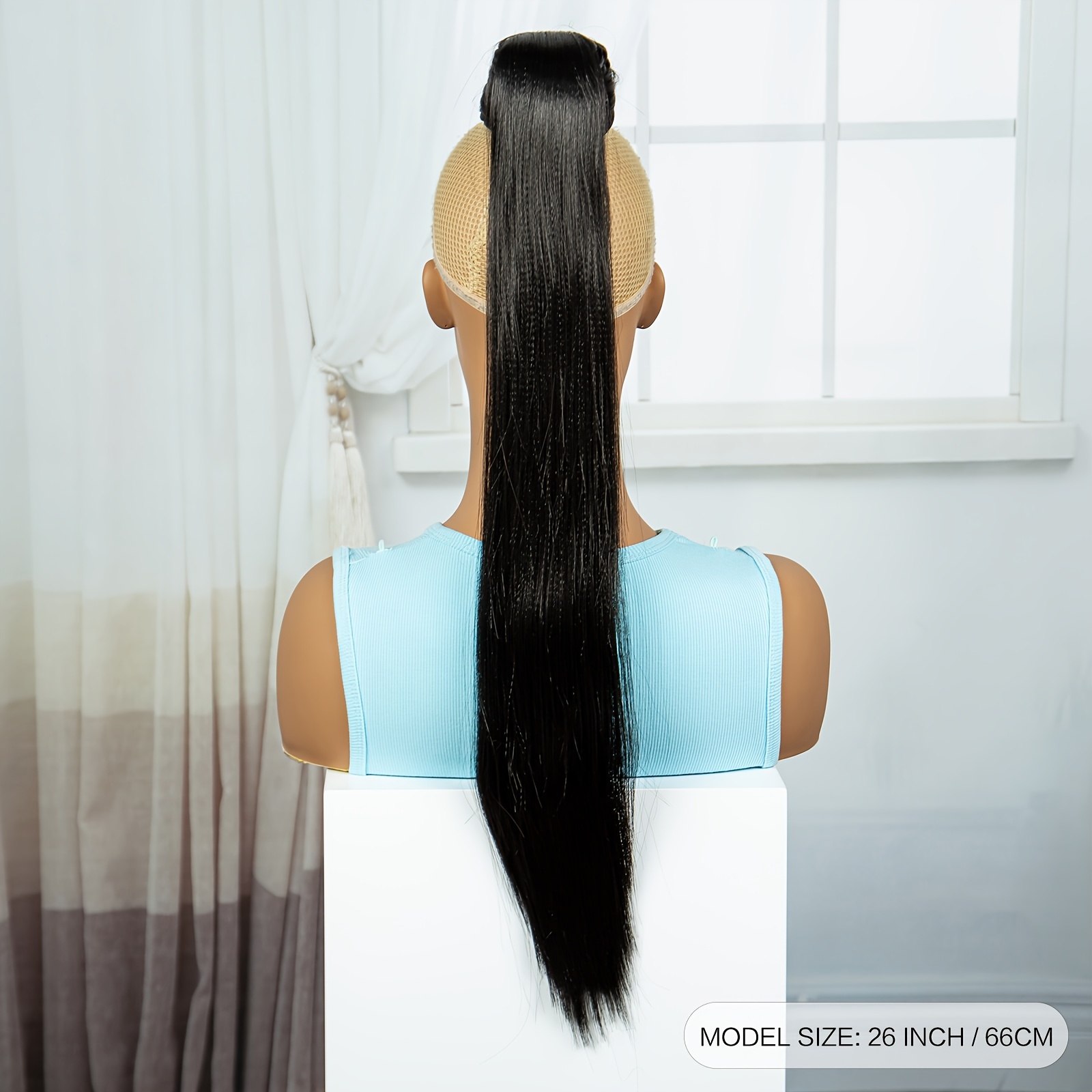 elegant straight ponytail hair extension for women synthetic clip in tail hairpiece versatile accessory for all fashion fiber chic ponytail extension details 5