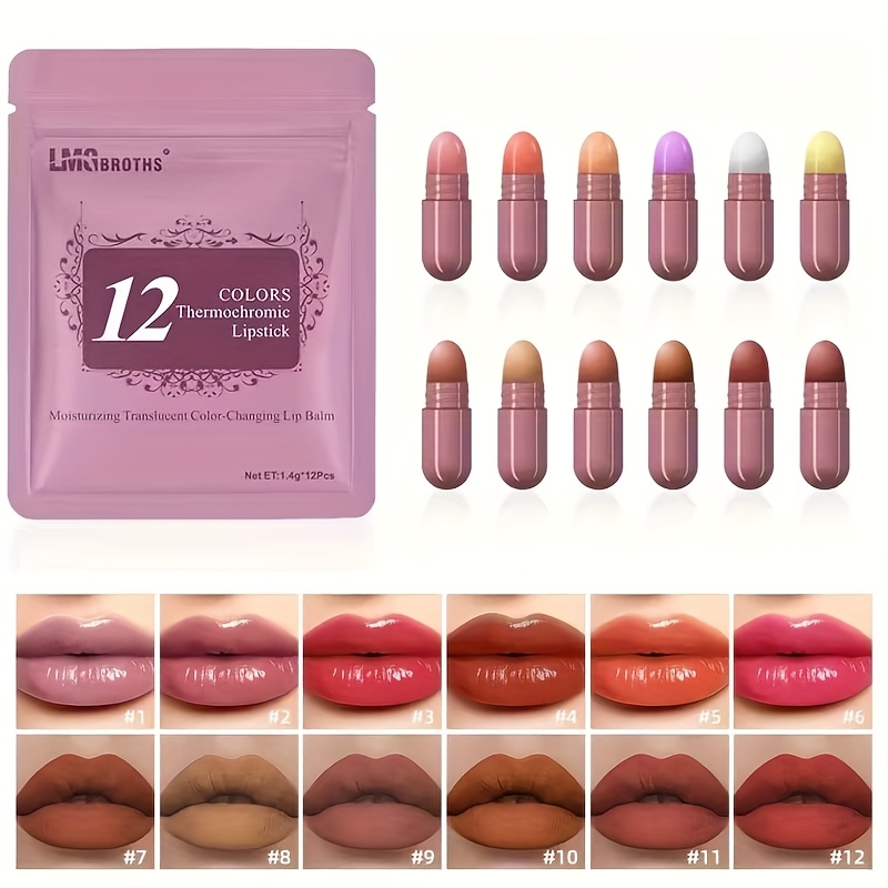 12pcs Mini Capsule Lipstick Set, Long-lasting And Vibrant, Touch-ups , Moisturizing Lips, Pink Packaging, Gift! #non-fading Lipstick #lip Hydration #recommended Holiday Gift