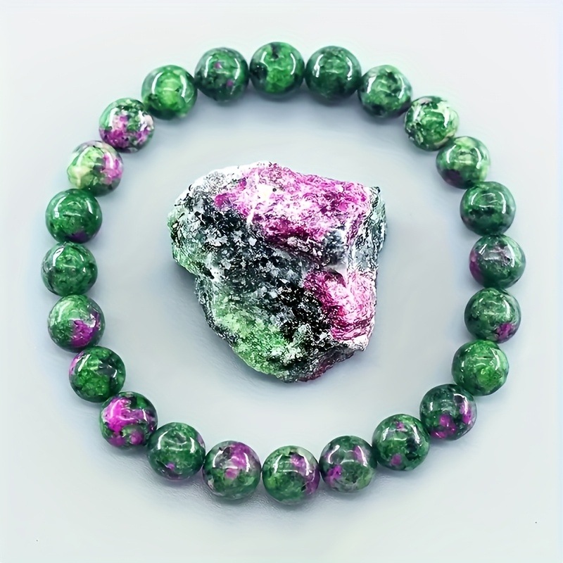 Unisex Natural Green Lace Bead Elastic Stress Bracelet