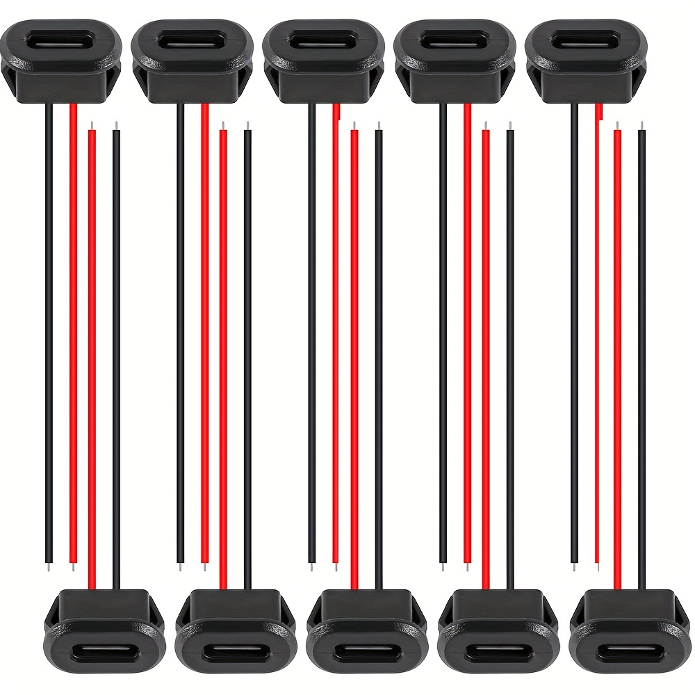 

10pcs -c Female 2-pin Charge Charging Usb Embedded Mounting, Copper , Uncharged , And - No Battery Required