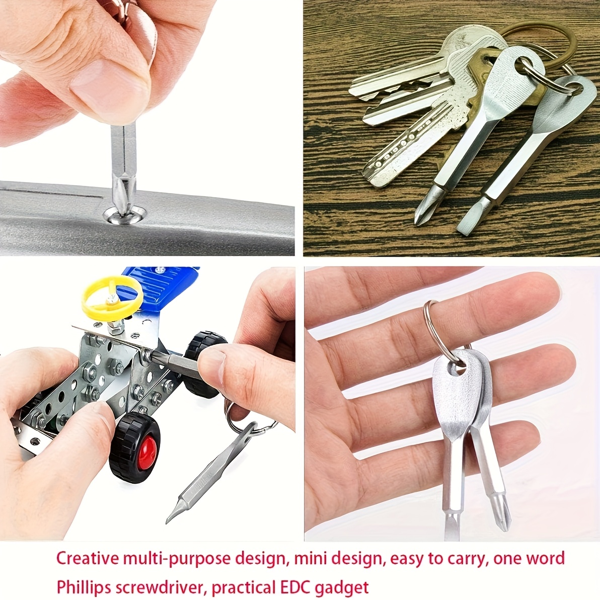 3pcs mini portable screwdriver set keychain adjustable metal